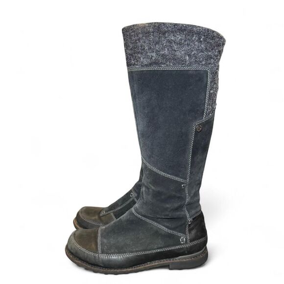 The North Face Women’s Suede Winter Boots 7.5 Black Gray Tall Zip Primaloft - Picture 3 of 8